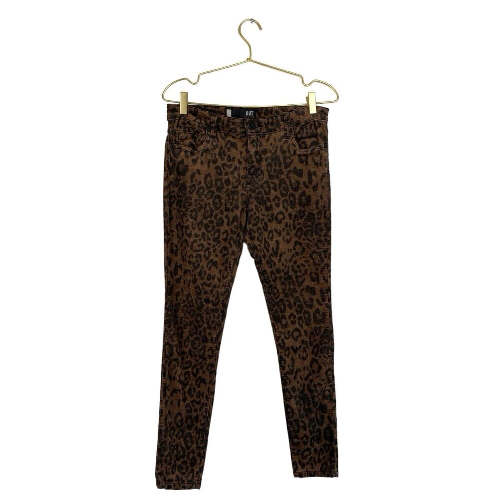 Kut From The Kloth Connie High Rise Ankle Skinny Jeans Leopard Stretch 6 623